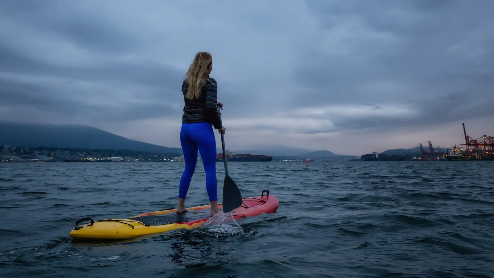Paddle boarding in a storm