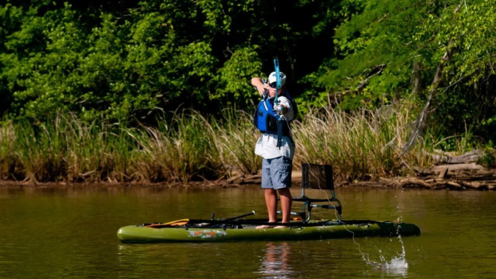 Bowfishing gear on a paddle board
